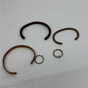 Lot Sergio Lub Copper Solid Magnetic Cuff Bracelet Twist 2 Rings Brass Cross